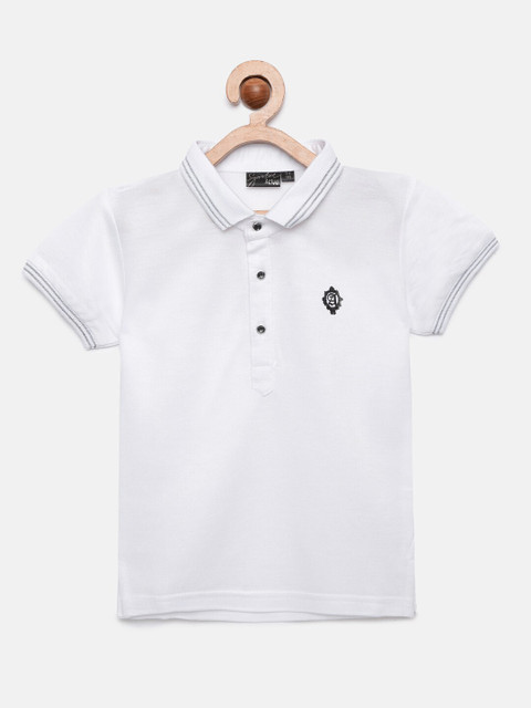 

Actuel Boys White Solid Polo Collar T-shirt