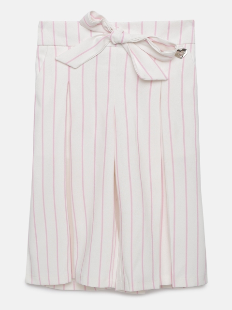 

Actuel Girls Off-White & Pink Striped Regular Fit Capris