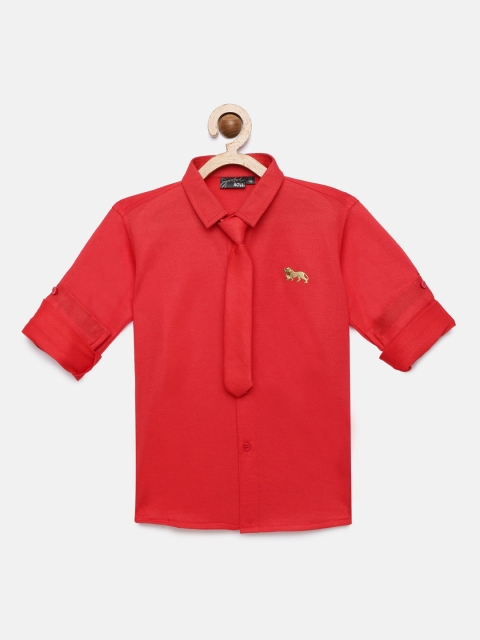 

Actuel Boys Red Regular Fit Solid Casual Shirt