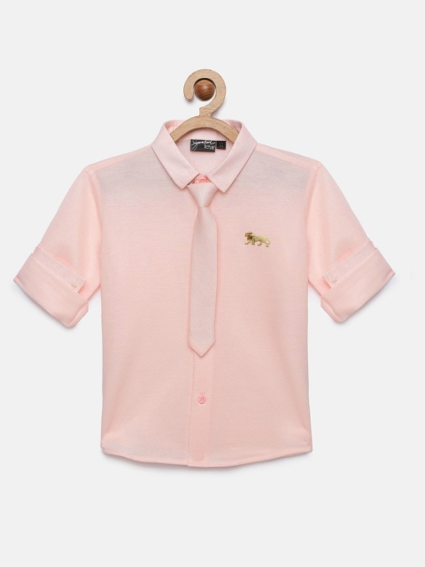 

Actuel Boys Peach-Coloured Regular Fit Solid Casual Shirt