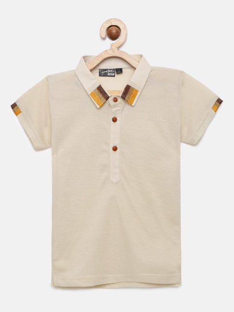 

Actuel Boys Beige Self Design Polo Collar T-shirt