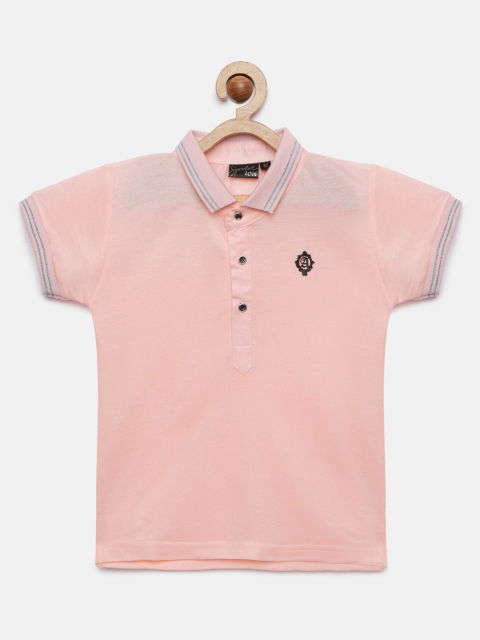 

Actuel Boys Peach-Coloured Solid Polo Collar T-shirt