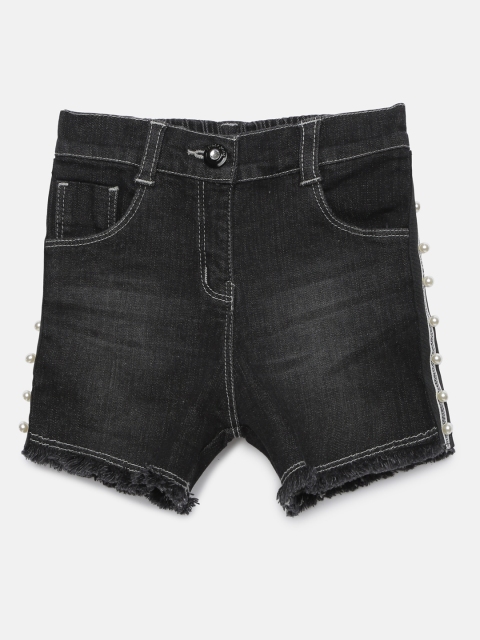 

Actuel Girls Black Washed Regular Fit Denim Shorts