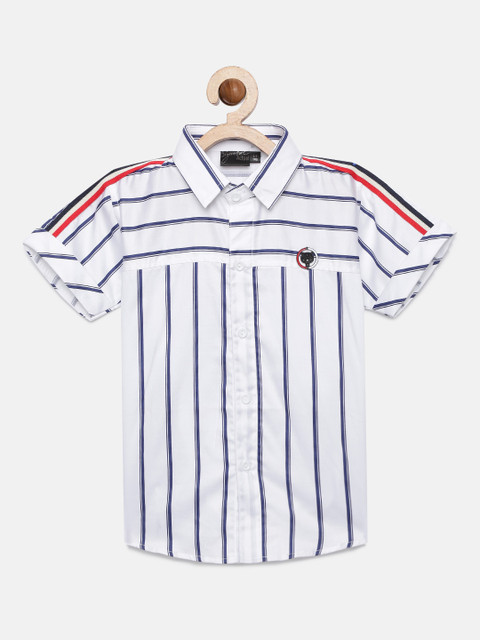 

Actuel Boys Navy Blue & White Regular Fit Striped Casual Shirt