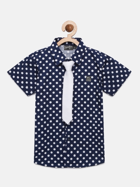 

Actuel Boys Navy Blue & White Regular Fit Printed Casual Shirt