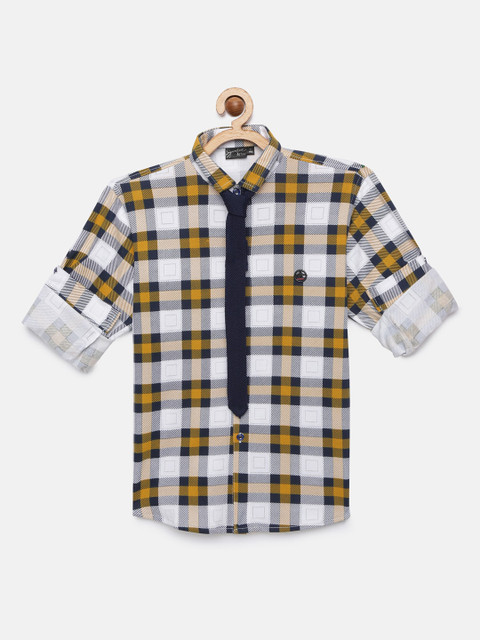 

Actuel Boys Yellow & Navy Blue Regular Fit Checked Casual Shirt
