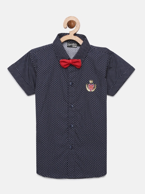 

Actuel Boys Navy Blue & White Regular Fit Printed Casual Shirt