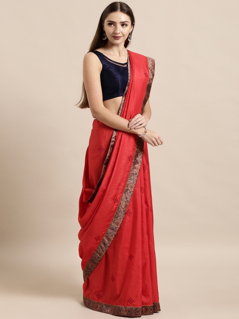 

The Chennai Silks Red & Beige Silk Blend Printed Saree