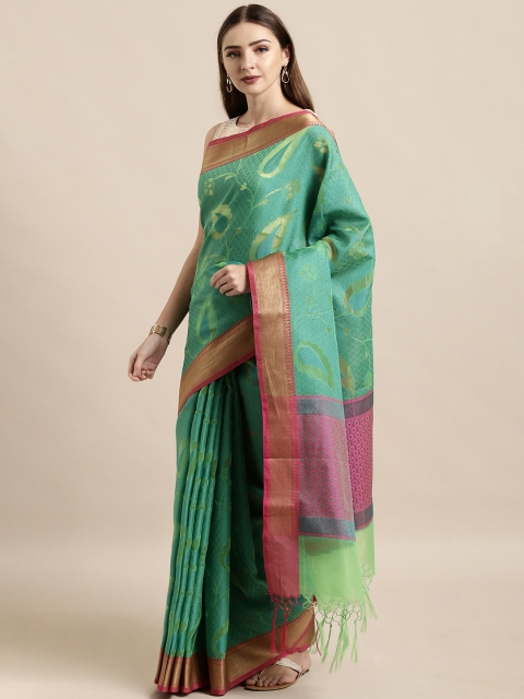 

The Chennai Silks Classicate Green & Beige Organza Woven Design Saree