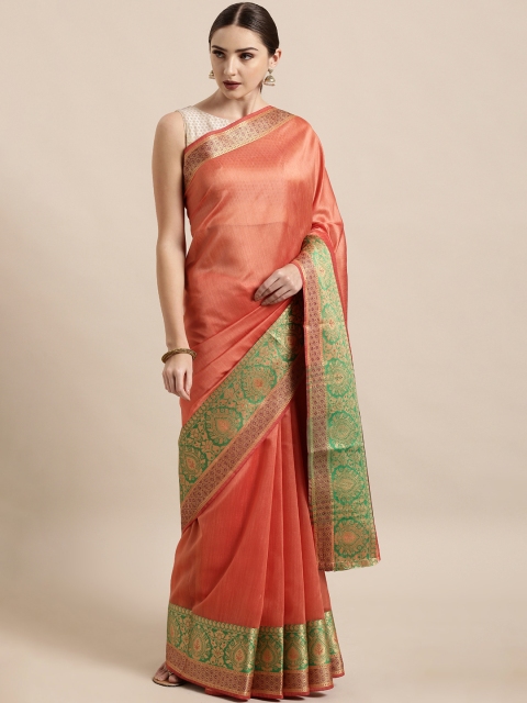 

The Chennai Silks Classicate Orange Solid Poly Silk Saree