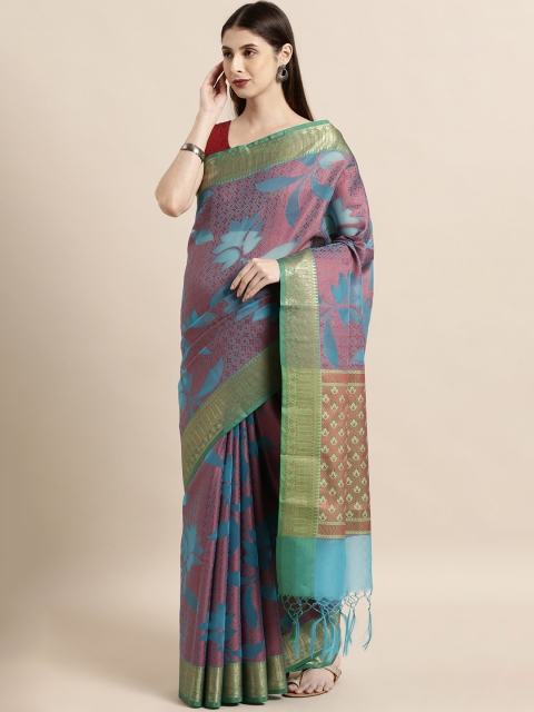 

The Chennai Silks Classicate Blue & Red Organza Woven Design Saree