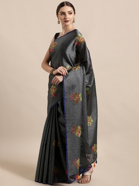 

The Chennai Silks Classicate Grey & Green Organza Embroidered Saree