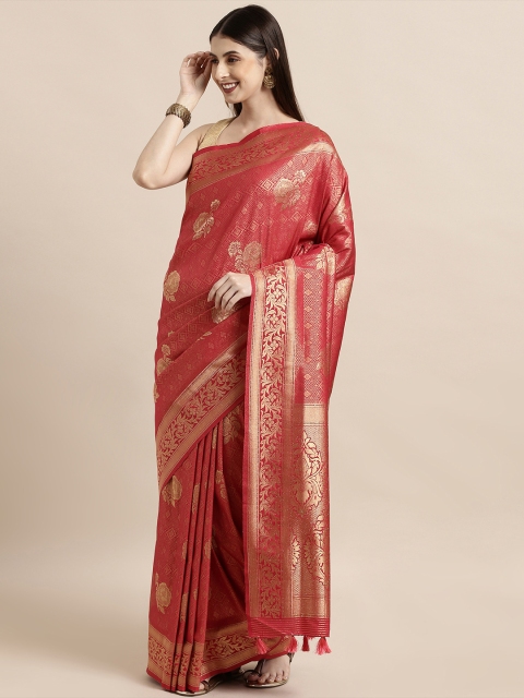 

The Chennai Silks Red & Gold-Toned Silk Blend Woven Design Patola Saree
