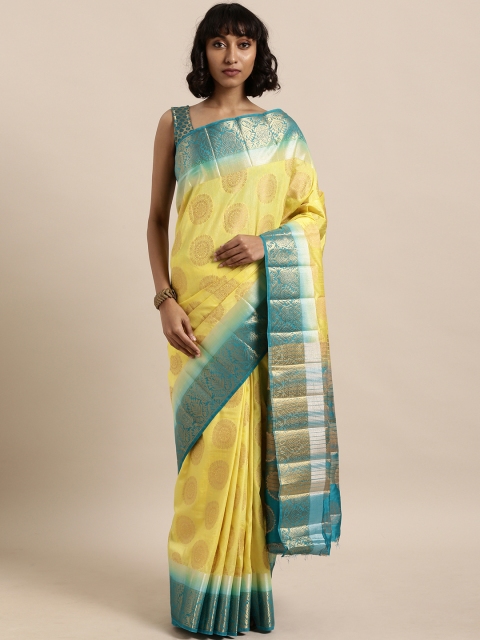

The Chennai Silks Yellow Woven Design Jute Cotton Saree