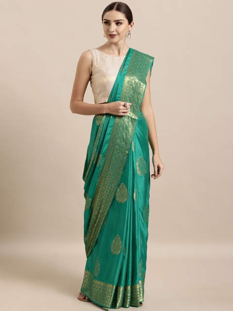 

The Chennai Silks Sea Green Woven Design Poly Crepe Saree