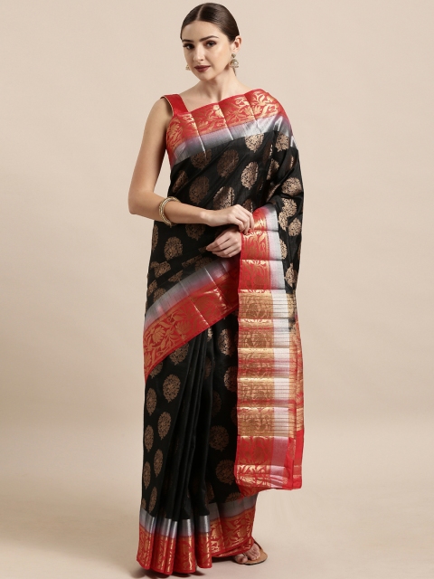 

The Chennai Silks Black Woven Design Jute Cotton Saree