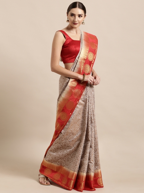 

The Chennai Silks Classicate Beige & Off-White Silk Blend Woven Design Saree
