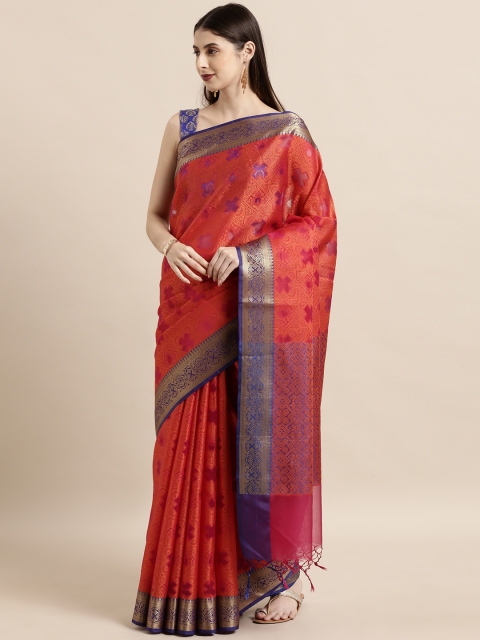 

The Chennai Silks Classicate Red & Golden Organza Woven Design Saree