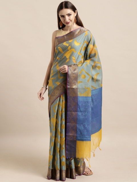 

The Chennai Silks Classicate Blue & Yellow Organza Woven Design Saree