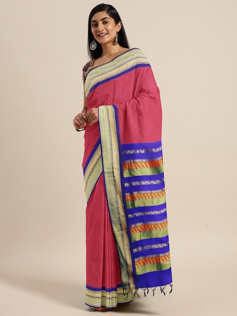 

The Chennai Silks Pink Solid Kalyani Saree