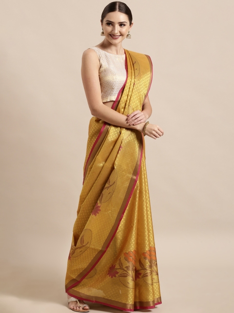 

The Chennai Silks Classicate Mustard Yellow Woven Design Organza Saree