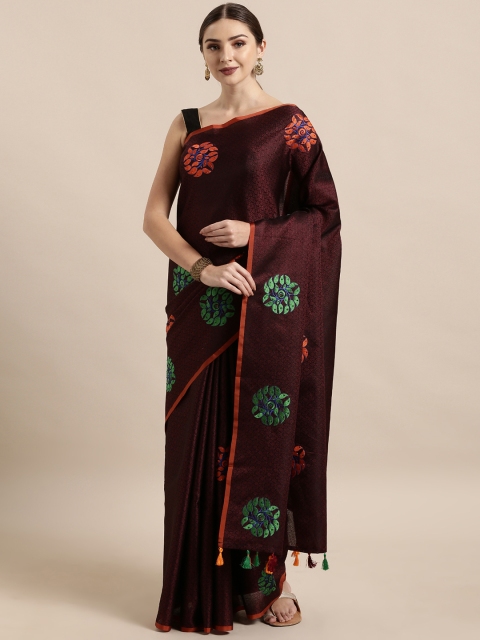 

The Chennai Silks Classicate Maroon Embroidered Organza Saree