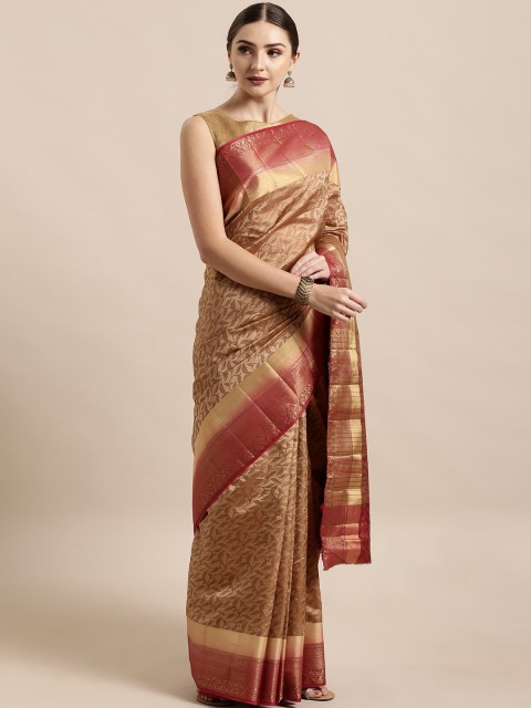 

The Chennai Silks Classicate Brown & Maroon Jute Cotton Woven Design Saree