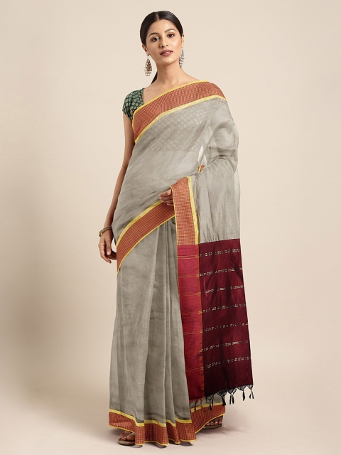 

The Chennai Silks Classicate Grey Woven Design Polycotton Saree