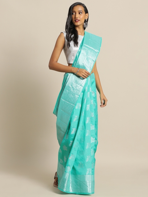 

The Chennai Silks Classicate Blue & Silver Jute Cotton Woven Design Saree