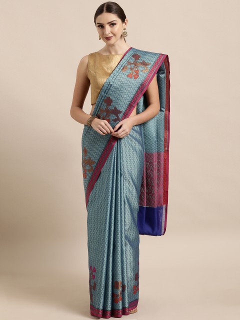 

The Chennai Silks Blue & Red Organza Woven Design Saree