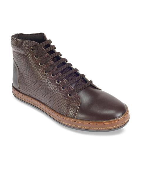 

Khadims Men Brown Textured Synthetic High-Top Flat Boots