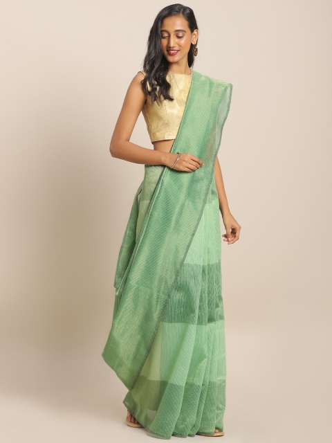 

KALINI Green & Golden Art Silk Striped Saree