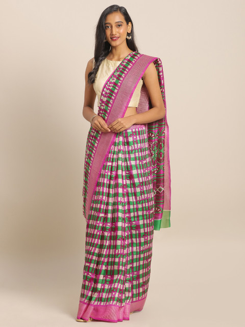 

KALINI Purple & Green Jute Cotton Printed Saree