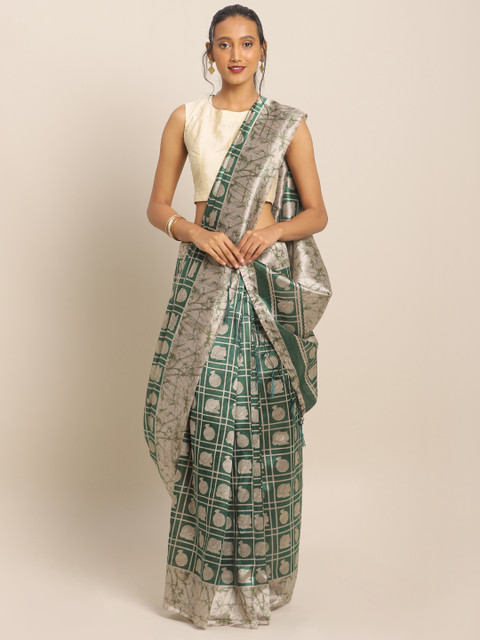 

KALINI Green & Off-White Art Silk Printed Saree
