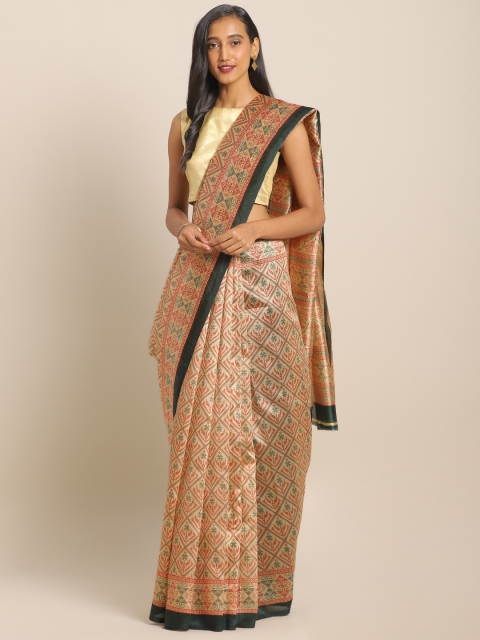 

KALINI Beige & Red Art Silk Printed Saree