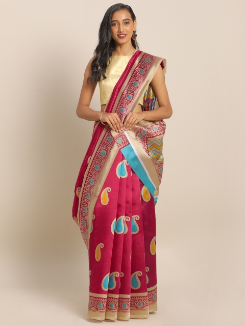

KALINI Red & Blue Art Silk Printed Saree
