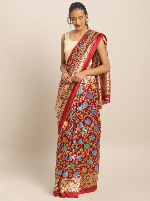 

KALINI Red & Gold-Toned Woven Design Art Silk Saree