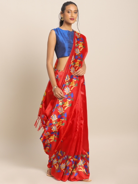 

KALINI Red Solid Art Silk Saree