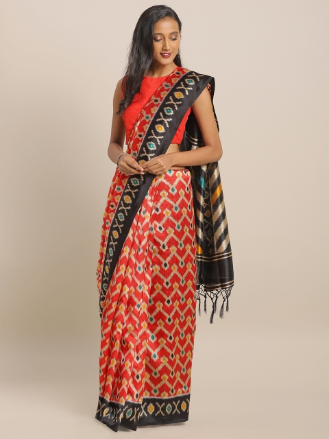 

KALINI Red & Cream-Coloured Art Silk Printed Saree