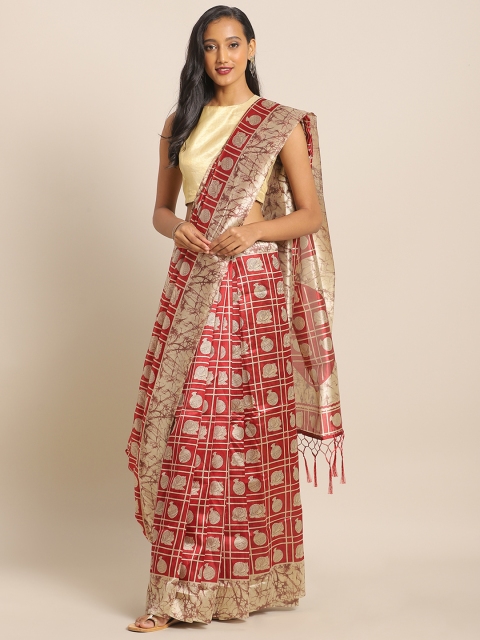 

KALINI Red & Beige Art Silk Printed Saree