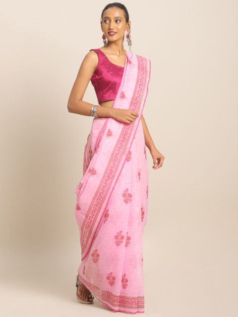 

KALINI Pink & Beige Pure Cotton Printed Saree