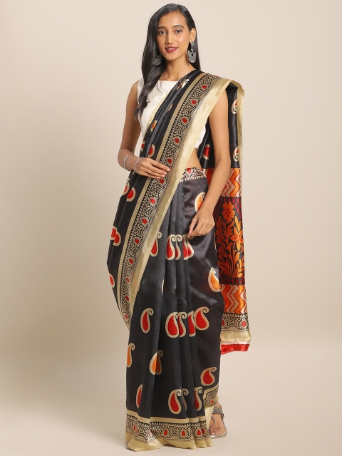 

KALINI Black & Red Art Silk Printed Saree