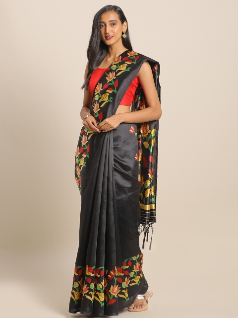 

KALINI Black Solid Art Silk Saree