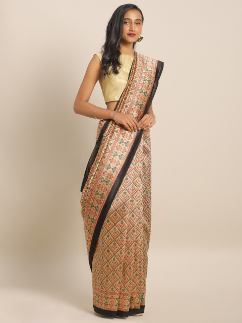 

KALINI Black & Beige Art Silk Printed Saree