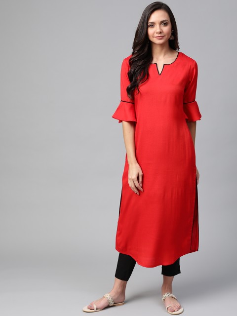 

Sbo Fashion Women Red Solid Straight Kurta