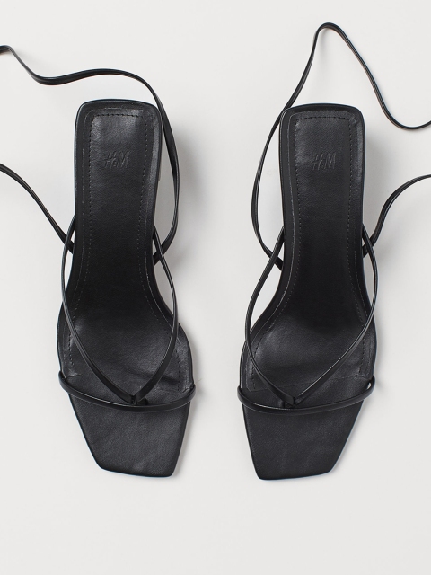 

H&M Women Black Solid Tie-Strap Sandals