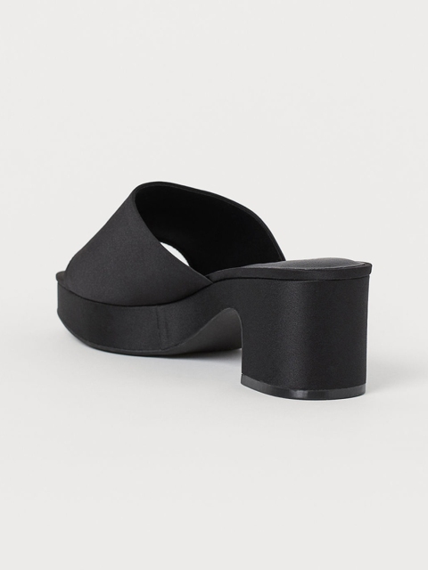 

H&M Women Black Solid Mules