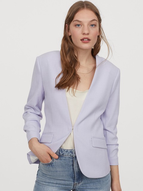 

H&M Women Lavender Solid Fitted Jacket