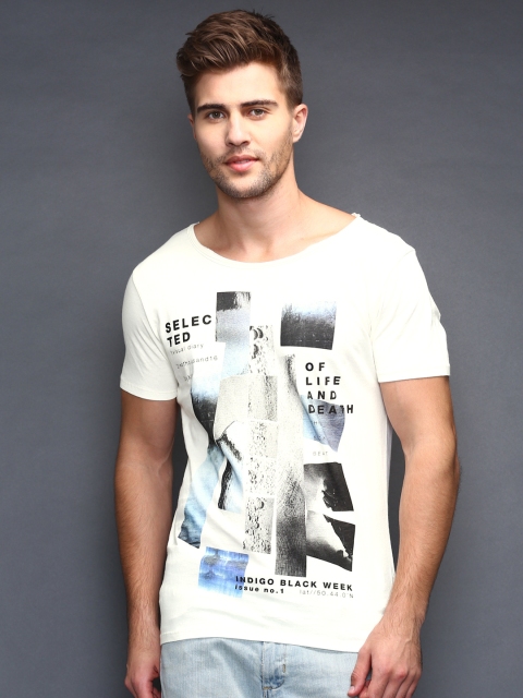

SELECTED Off-White Printed T-shirt