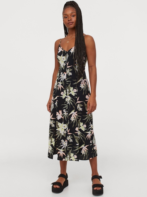

H&M Women Black & White Printed A-Line Dress